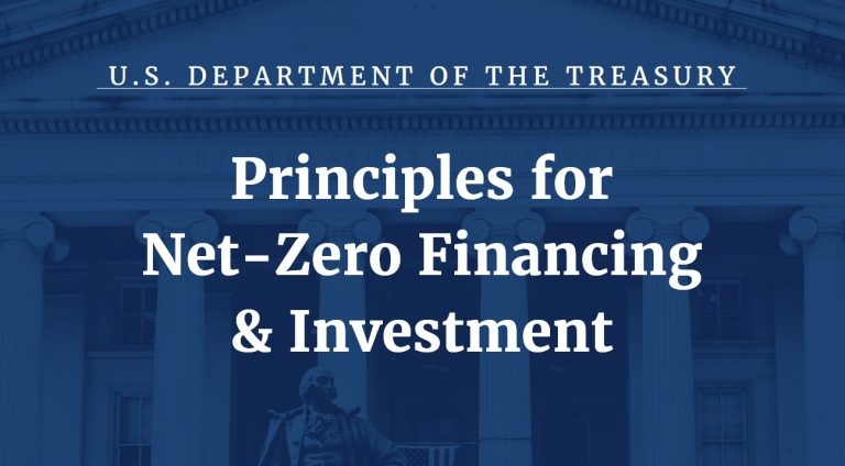 El Tesoro de EE.UU. publica principios para compromisos cero neto de las instituciones financieras
